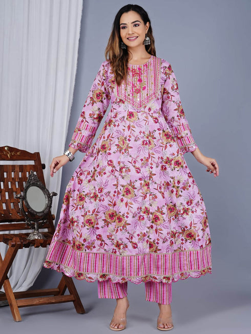 Multi Cotton Pant Suit 192446 Closure View