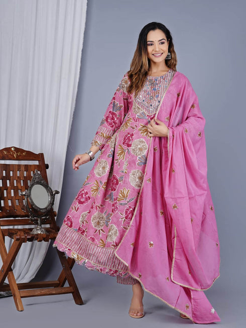 Multi Cotton Pant Suit 192447 Closure View