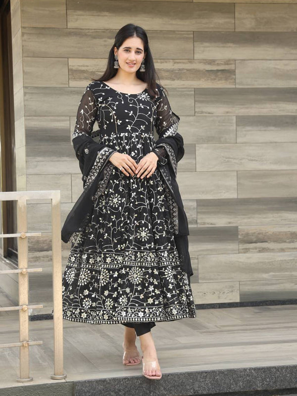 Black Georgette Anarkali Dress 192498