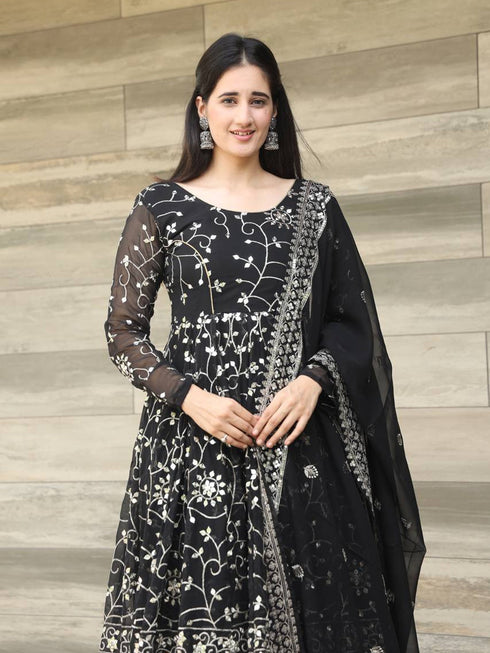 Black Georgette Anarkali Dress 192498 Salwar Kameez