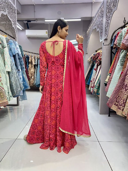 Rani Pink Georgette Anarkali Dress 192500 Salwar Kameez