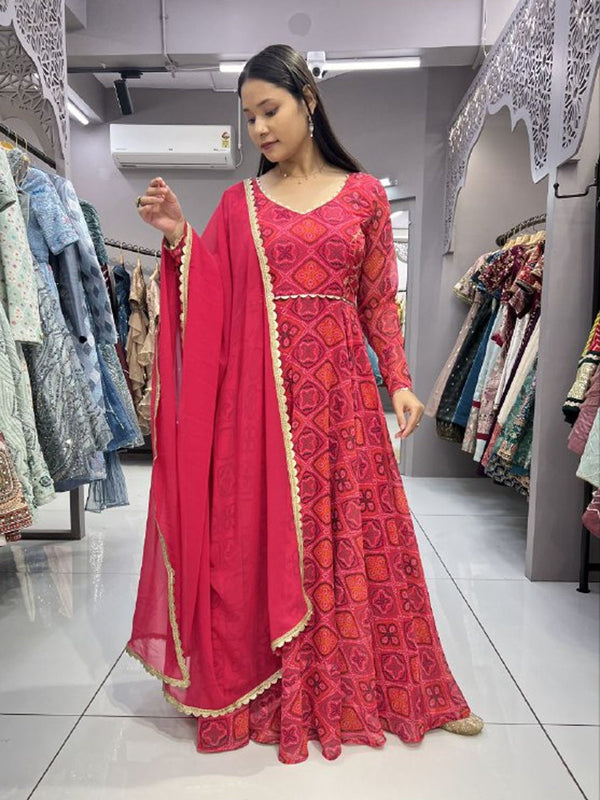 Rani Pink Georgette Anarkali Dress 192500