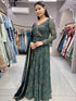 Green Georgette Anarkali Dress 192501 Closure View