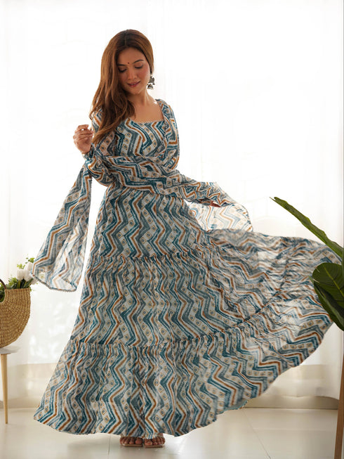 Multi Heavy Pure Soft Fox Georgette Anarkali Dress 192506 Closure View