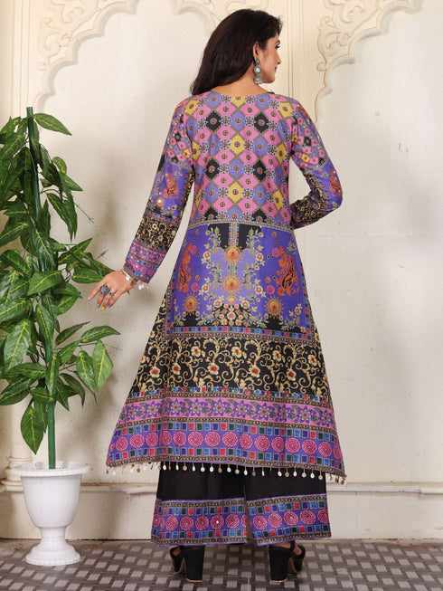 Multi Heavy Cotton Muslin Palazzo Suit 192513 Back View