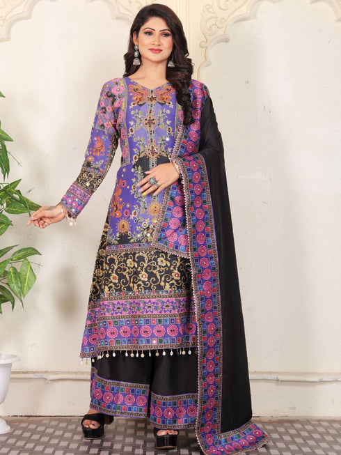 Multi Heavy Cotton Muslin Palazzo Suit 192513