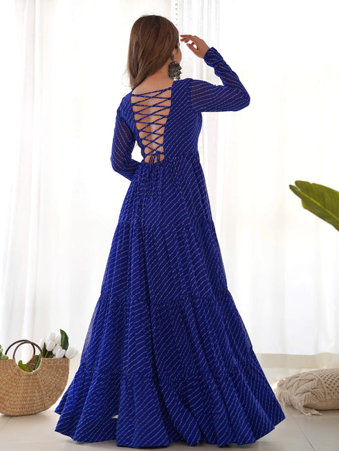 Navy Blue Premium Festive Wear Heavy Pure Soft Fox Georgette Gown Collection Salwar Kameez