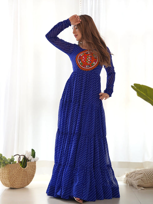Navy Blue Premium Festive Wear Heavy Pure Soft Fox Georgette Gown Collection