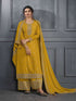 Yellow Dola Jacquard Silk Palazzo Suit 192610