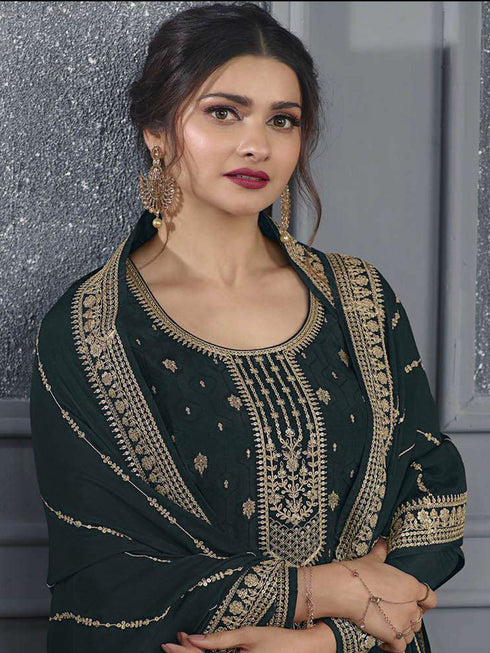 Grey Dola Jacquard Silk Palazzo Suit 192613 Closure View