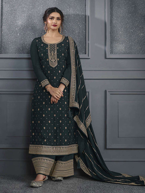 Grey Dola Jacquard Silk Palazzo Suit 192613