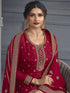 Maroon Dola Jacquard Silk Palazzo Suit 192614 Closure View