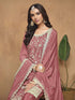 Peach Chinon Palazzo Suit 192633 Salwar Kameez