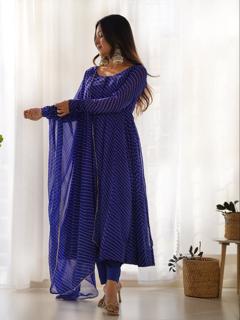 Royal Blue Heavy Pure Soft Georgette Anarkali Dress 192647 Closure View