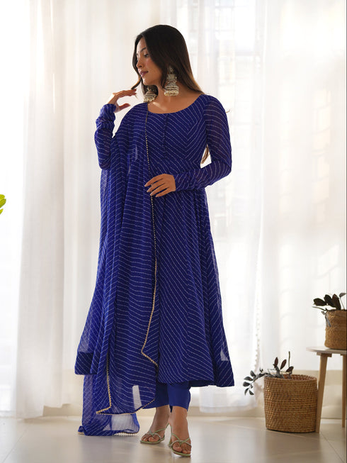 Royal Blue Heavy Pure Soft Georgette Anarkali Dress 192647