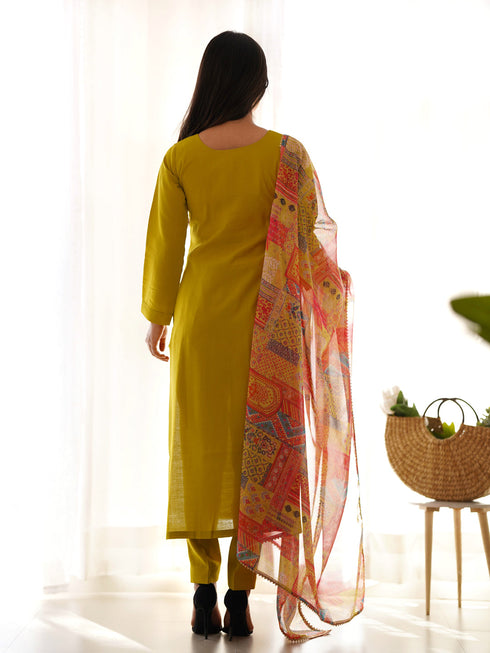 Mustard Pure Viscose Pant Suit 192653 Back View