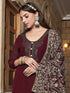 Maroon Heavy Georgette Palazzo Suit 192689 Closure View