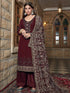 Maroon Heavy Georgette Palazzo Suit 192689