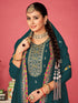 Teal Vichitra Blooming Pant Suit 192699 Closure View