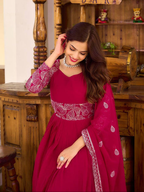 Rani Pink Fox Georgette Anarkali Dress 192761 Back View