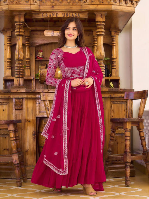 Rani Pink Fox Georgette Anarkali Dress 192761