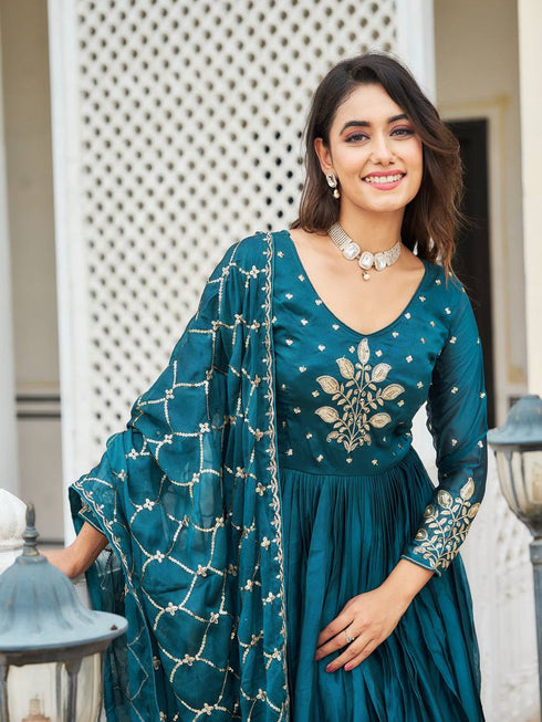 Rama Pure Rangoli Anarkali Dress 192763 Back View