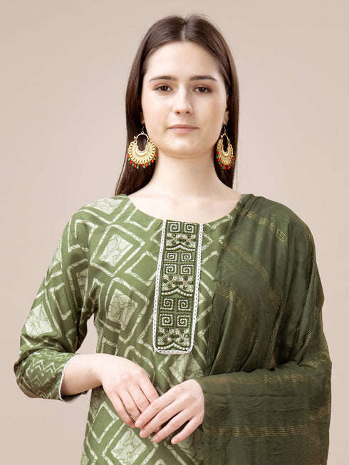 Mehendi Rayon Pant Suit 192780 Back View