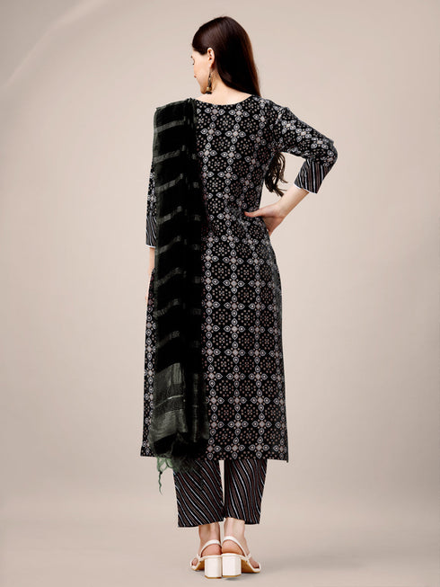 Black Rayon Pant Suit 192782 Salwar Kameez