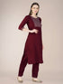 Maroon Cotton Blend Pant Suit 192811 Closure View