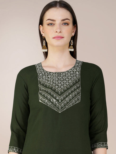 Mehendi Cotton Blend Pant Suit 192812 Back View