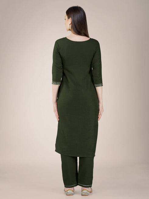 Mehendi Cotton Blend Pant Suit 192812 Salwar Kameez