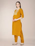 Yellow Cotton Blend Pant Suit 192818 Closure View