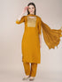 Yellow Cotton Blend Pant Suit 192818