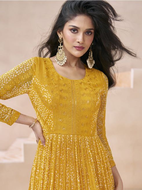 Yellow Real Georgette Anarkali Dress 192852 Salwar Kameez