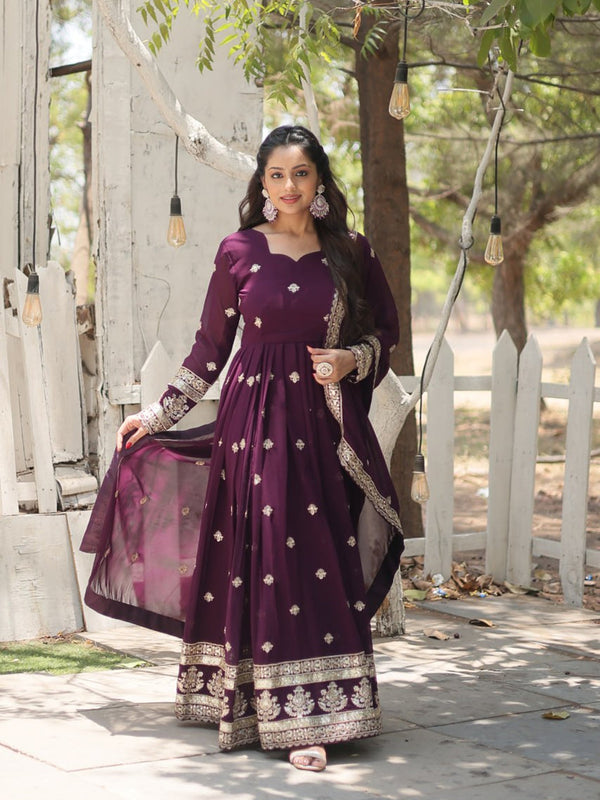 Purple Faux Blooming Anarkali Dress 192884