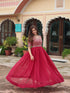 Rani Pink Premium Festive Wear Readymade Faux Blooming Gown Collection Back View