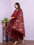 Maroon Modal Silk Pant Suit 192888 Closure View