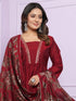 Maroon Modal Silk Pant Suit 192888 Back View