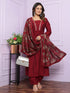 Maroon Modal Silk Pant Suit 192888