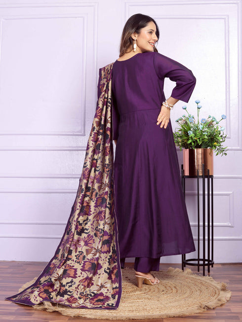 Purple Russian Silk Pant Suit 192889 Salwar Kameez