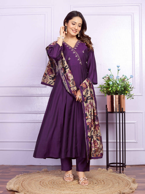 Purple Russian Silk Pant Suit 192889
