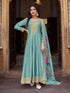 Aqua Blue Heavy Vichitra Silk Anarkali Dress 192976