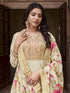 Cream Heavy Vichitra Silk Anarkali Dress 192978 Closure View