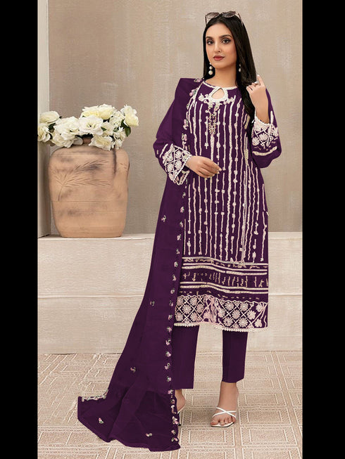 Purple Heavy Fox Georgette Pant Suit 192982