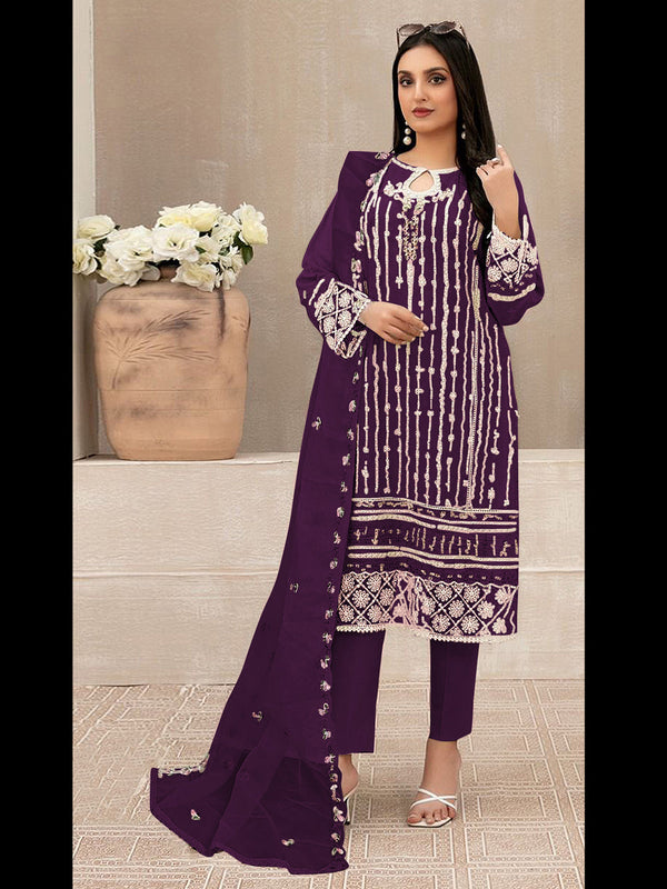 Purple Heavy Fox Georgette Pant Suit 192982