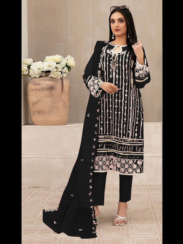 Black Heavy Fox Georgette Pant Suit 192984