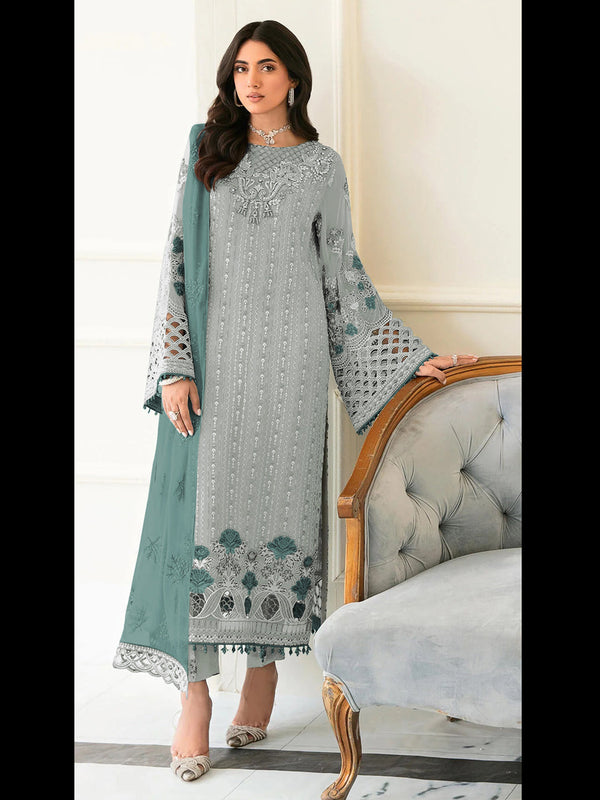 Light Sea Green Heavy Fox Georgette Pant Suit 192985