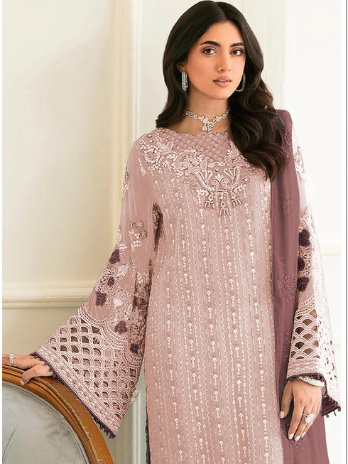 Light Pink Heavy Fox Georgette Pant Suit 192986 Closure View