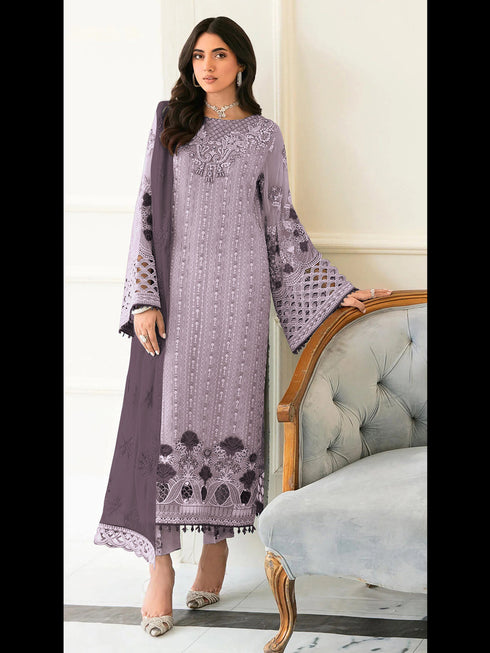 Light Purple Heavy Fox Georgette Pant Suit 192989