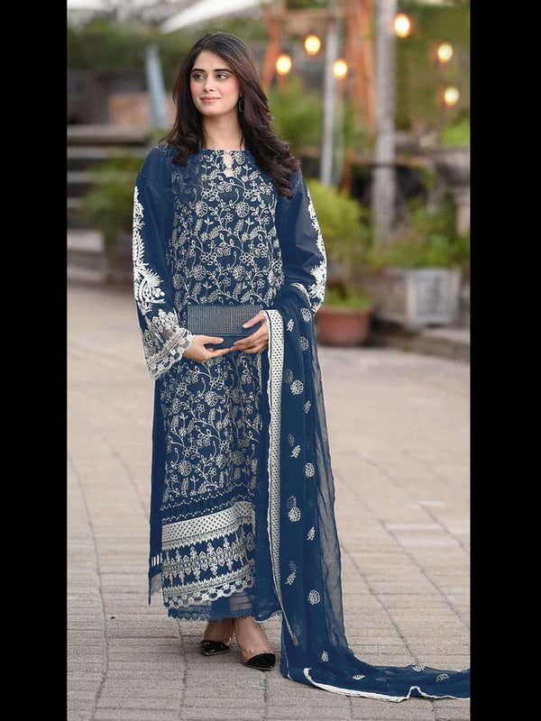 Teal Heavy Fox Georgette Pant Suit 192991